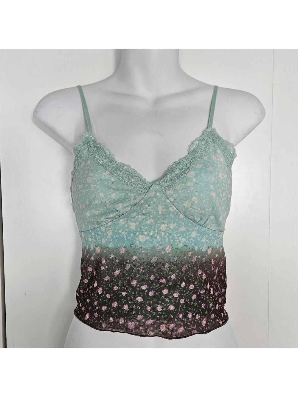 Micro Mesh Floral & Lace Tank, wild fable xxs